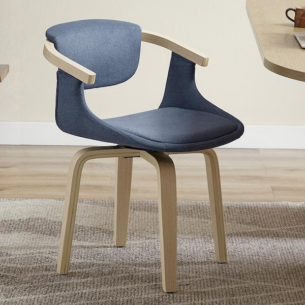 Lucky-Angel APOLLO Dark Blue Velvet Tufted Round Swivel Accent Chair