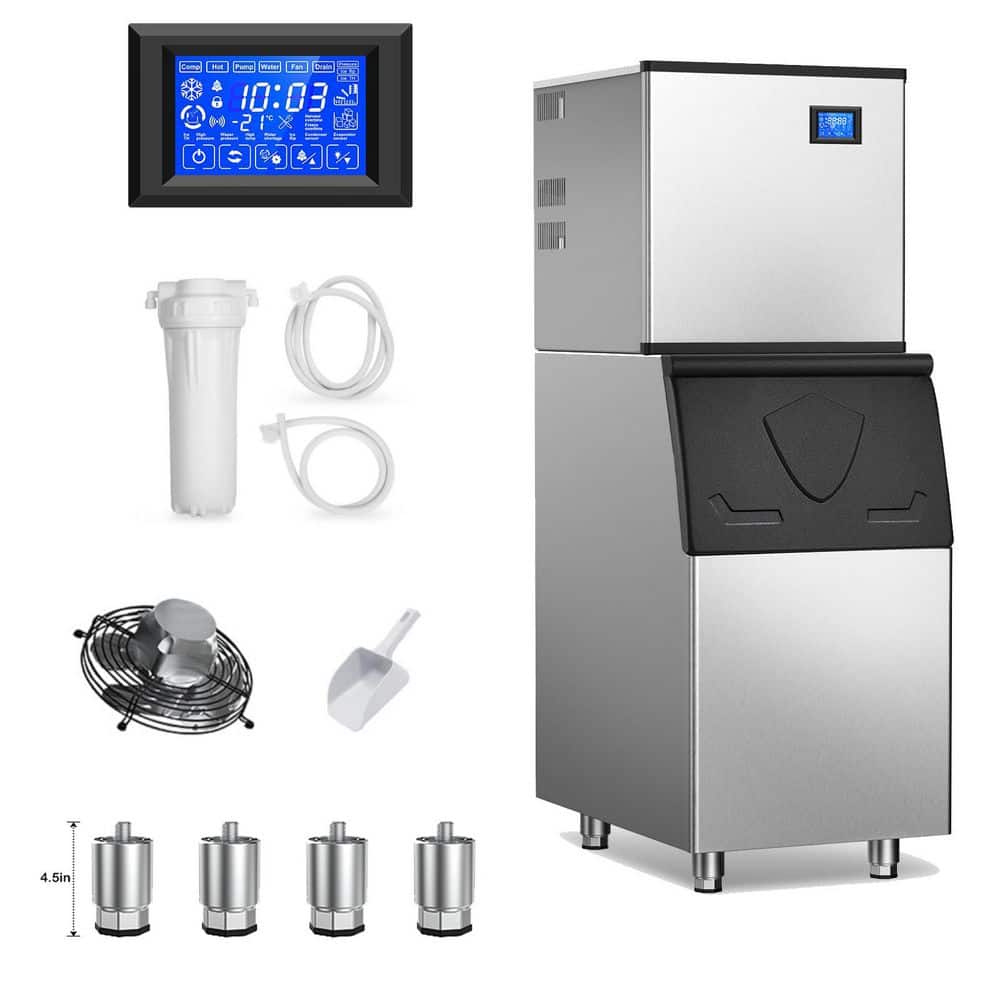 22.5 in. 500 lbs. Per Day Split Commercial Freestanding lce Maker in Silver 156-Full Size High-Density lce Cubes/Cycle