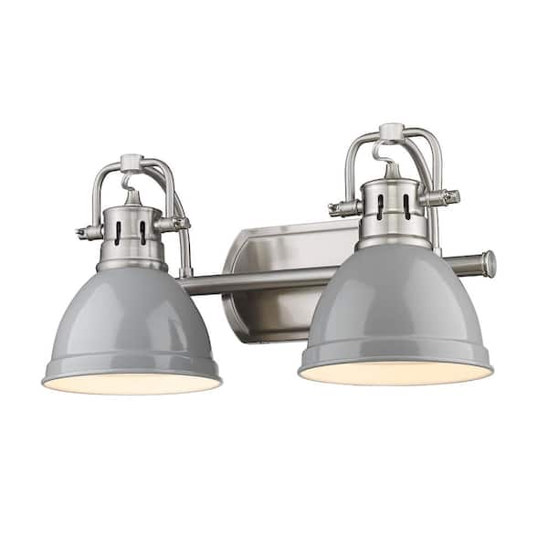 Golden Lighting Duncan 16.5 in. 2-Light Pewter Gray Vanity Light