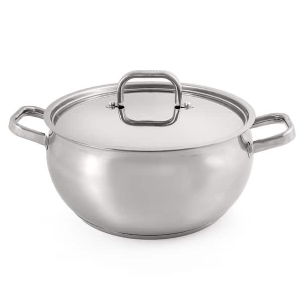 Belly Shape 5.5Qt. 18/10 Stainless Steel 9.5 in. Stockpot with SS Lid