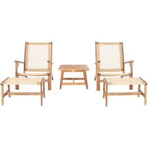 Chantelle Light Brown Acacia Wood Outdoor Lounge Chair Set without Cushion (5-Piece)