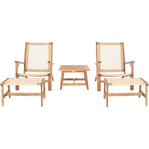 SAFAVIEH Chantelle Light Brown Acacia Wood Outdoor Lounge Chair