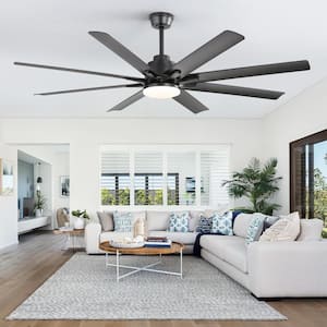 66 in. LED Indoor/Outdoor Black Smart Ceiling Fan with Remote and App Control