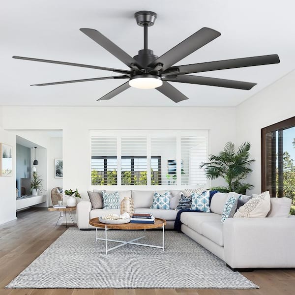 66 in. LED Indoor/Outdoor Black Smart Modern Ceiling Fan with Remote and App Control