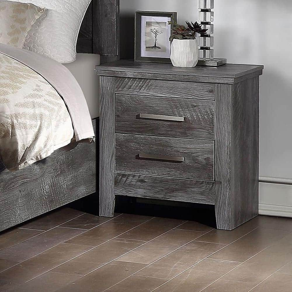 Acme Furniture Vidalia 2-Drawer Rustic Gray Oak Nightstand 24 in. x 21 ...