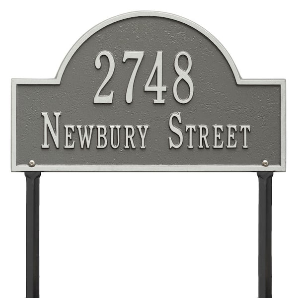 Whitehall Products Arch Marker Standard Pewter/Silver Lawn 2-Line Address Plaque