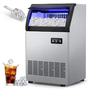 Commercial Ice Maker 200 lb./24 H Freestanding Ice Maker Machine with 55 lb. Storage, Stainless Steel