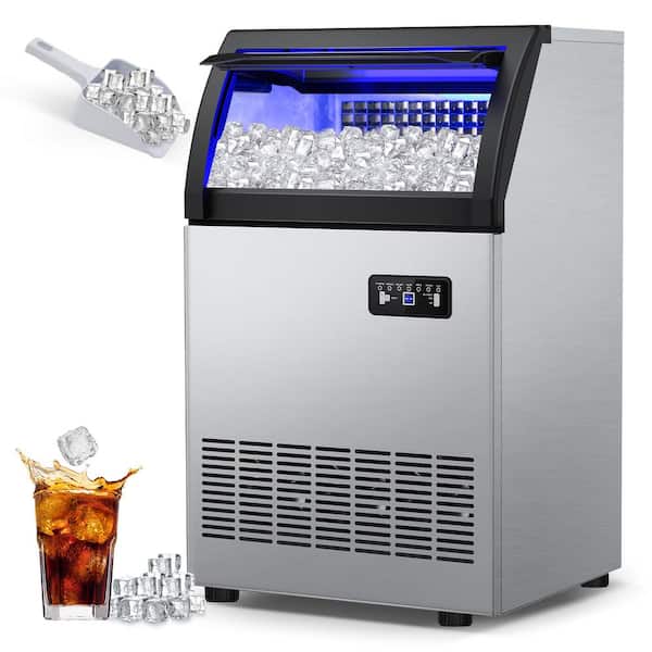 Velivi 19 in. Commercial Ice Maker 200 lb./24 H Stainless Steel Freestanding Ice Maker Machine with Full Cube Production