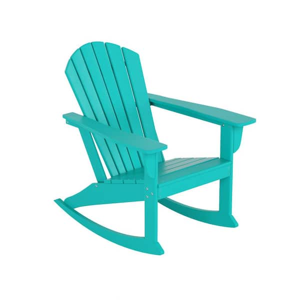 WESTIN OUTDOOR Mason Turquoise Adirondack HDPE Plastic Outdoor Rocking Chair