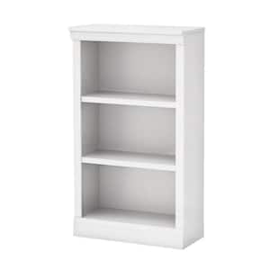 42.56 in. White Wood 3-shelf Standard Bookcase with Adjustable Shelves