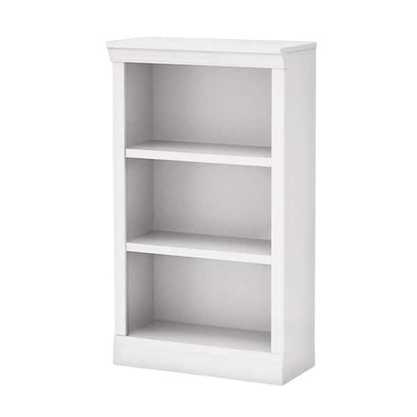 Hampton Bay 42.56 in. White Wood 3-shelf Standard Bookcase with Adjustable Shelves