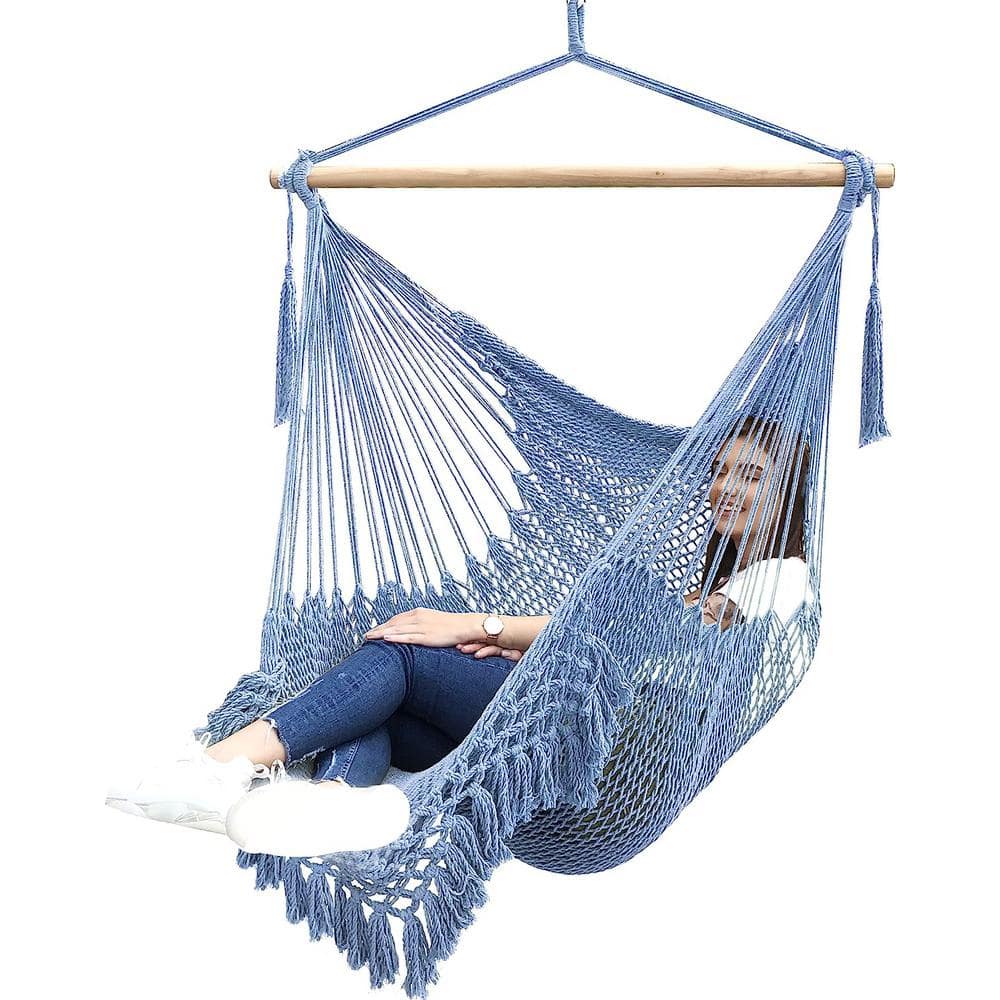 Hammock Chair Super Large Hanging Chair Soft-Spun Cotton Rope Weaving Chair