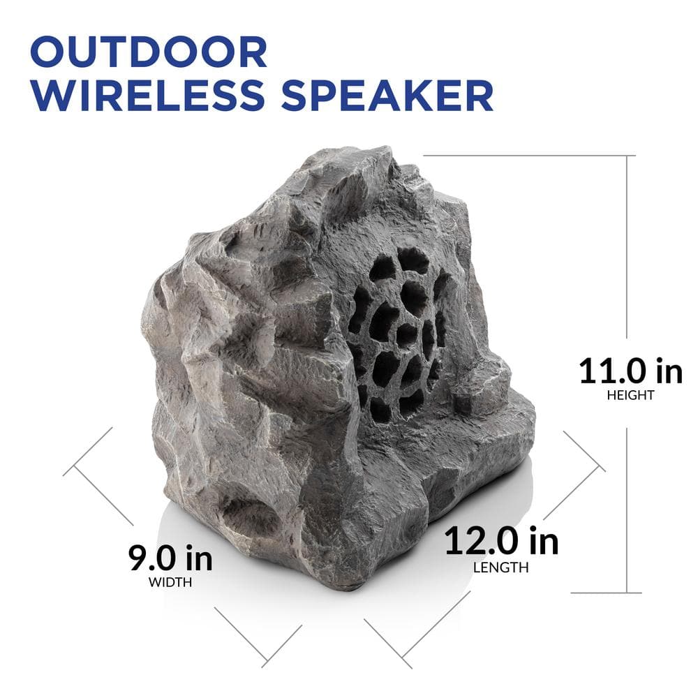 Gray Weatherproof Solar Bluetooth Outdoor Rock Speaker