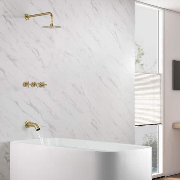 LaToscana Shower Line Matt Gold Shower Column With Thermostatic Mixer – US  Bath Store