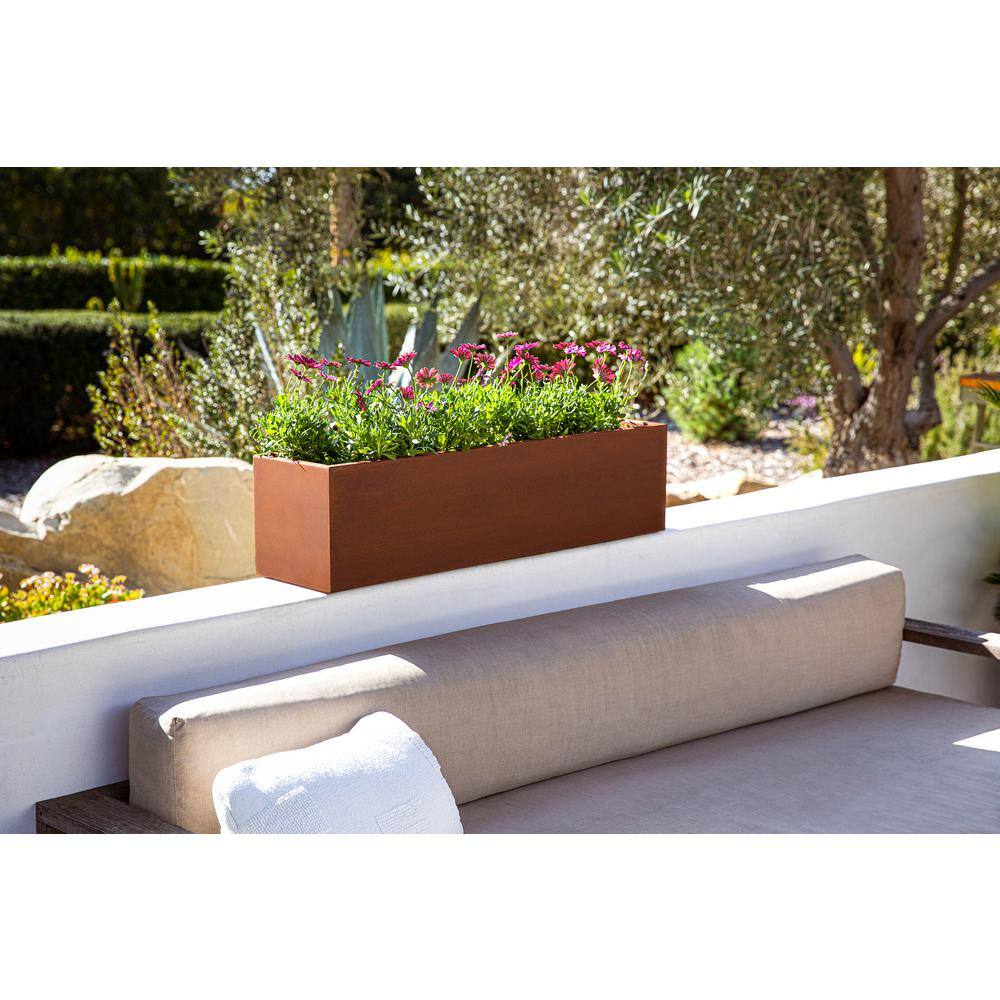 Rustic Corten Steel 36'' Rectangular Window Box Planter