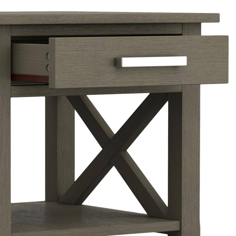 Farmhouse Gray Contemporary Square End Table with Storage
