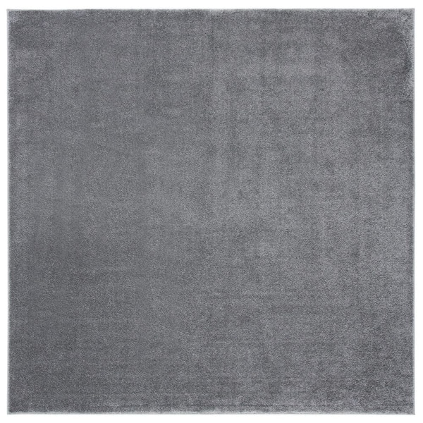 Non-Slip 7 ft. x 7 ft. Gray Solid Color Square Area Rug