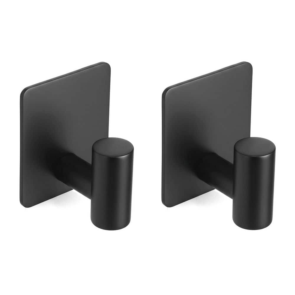 Adhesive Shower J-Hook Robe/Towel Hook in Matte Black Waterproof Heavy Duty Stick on Bathroom Hooks 2 pcs price history on PriceWatchPro