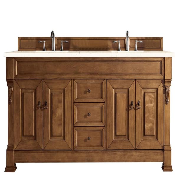 James Martin Vanities Brookfield 72 in. W x 23.5 in. D x 34.3 in. H Double Bath Vanity in Oak with Eternal Marfil Quartz Top