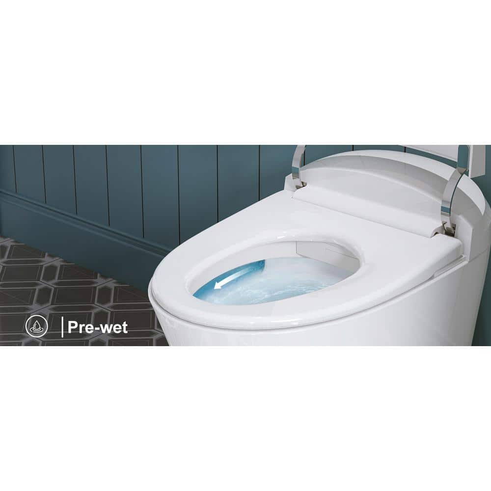 Elongated White Ceramic Smart Bidet Toilet with Dual Flush
