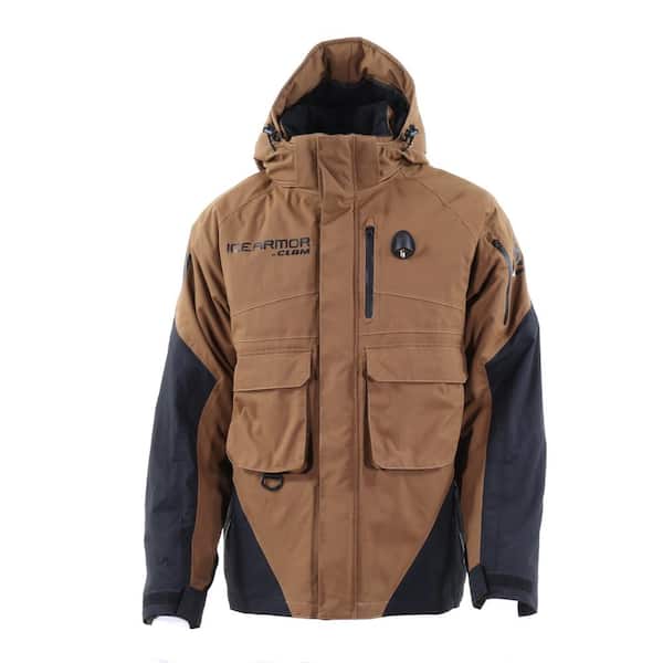 Veste Flottante CLAM Ice Armor Pour Homme – Taille L, Pêche Sur Glace, Isolée, Noire Et Biche