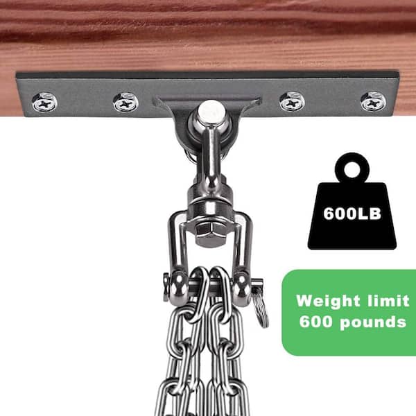 Dolibest Heavy Bag Hanger Wall Ceiling Mount Hook - 360 Rotation, 600 LB Capacity - Ideal For Strength Training, Aerial Yoga, Hammock, Resistance Band For Wooden Sets 600 Lb Capacity