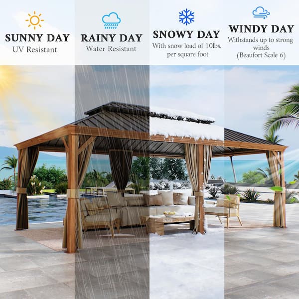 GAZEBEST 12 ft. x 22 ft. Double Galvanized Steel Roof Aluminum