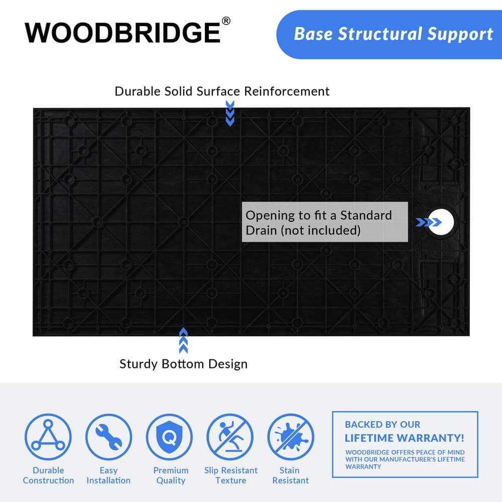 47.25" W x 35.4" D Solid Surface Rectangular Shower Base, Non-Slip, Low-Profile, Curbless, Wheelchair Accessible