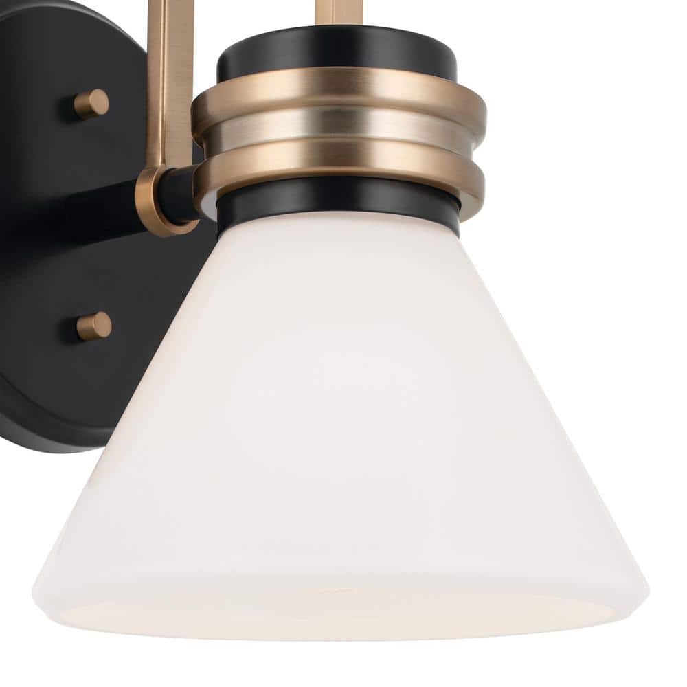 Black and Bronze Opal Glass Dimmable Wall Sconce