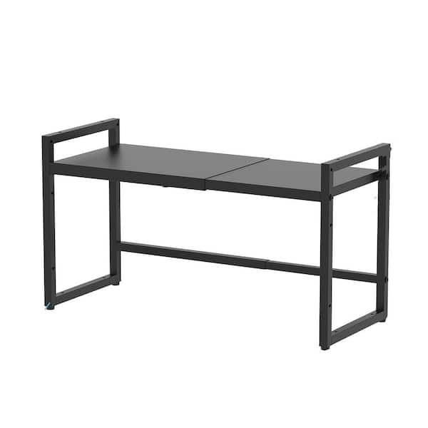 18.2 to 28.9in. W x 11 to 16in. H Adjustable Assembled Metal Storage Shelf Black Powder Coated Kitchen Cabinet Organizer