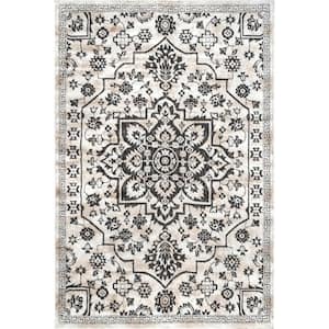 Cassy Floral Medallion Gray 6 ft. 7 in. x 9 ft. Area Rug