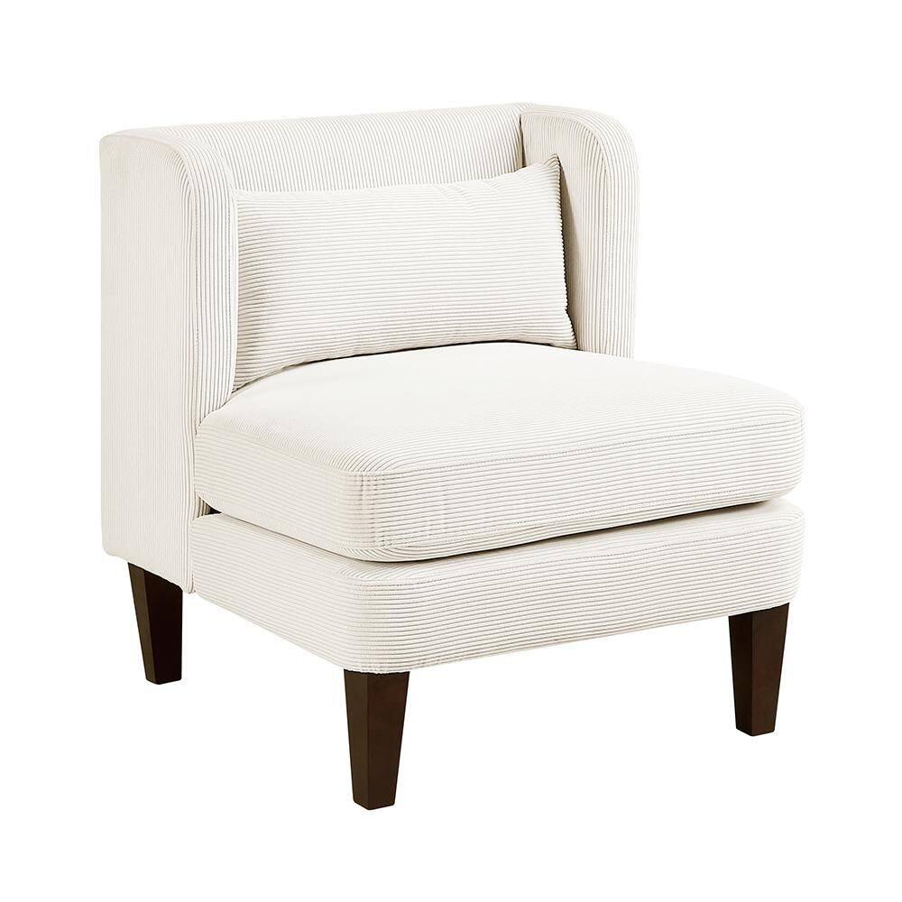 Alby Beige Corduroy Fabric Upholstery Accent Arm Chair