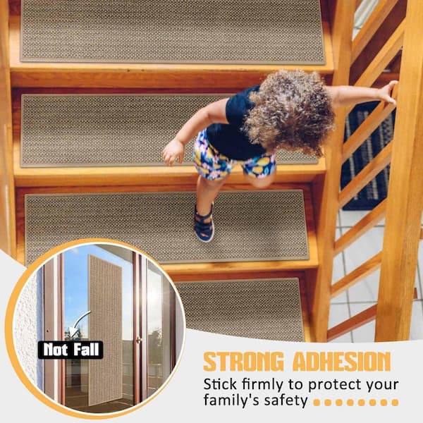 Non-Slip Stair Treads For Wooden Steps – Indoor 9x36 Inch, 15 Pack, Beige Marble Pattern – Extra Wide