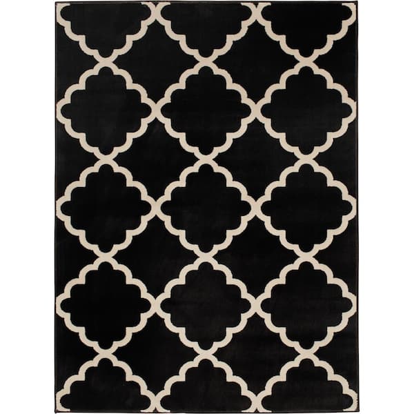 7 ft. x 11 ft. Black Jubilee Cotton Diamond Trellis Tassel Indoor Area Rug