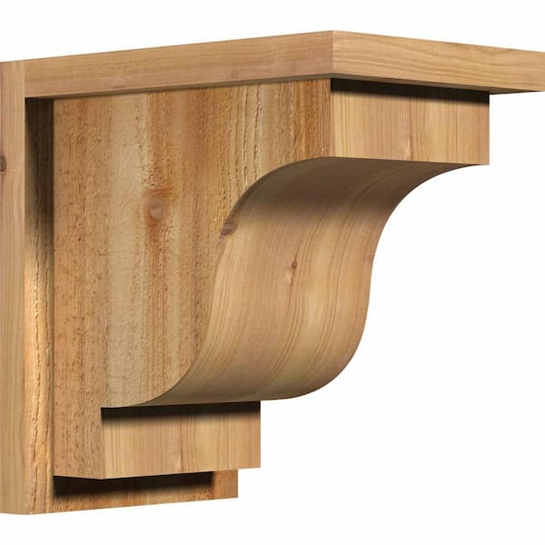 Ekena Millwork 8 in. x 12 in. x 12 in. Newport Rough Sawn Western Red Cedar Corbel with Backplate