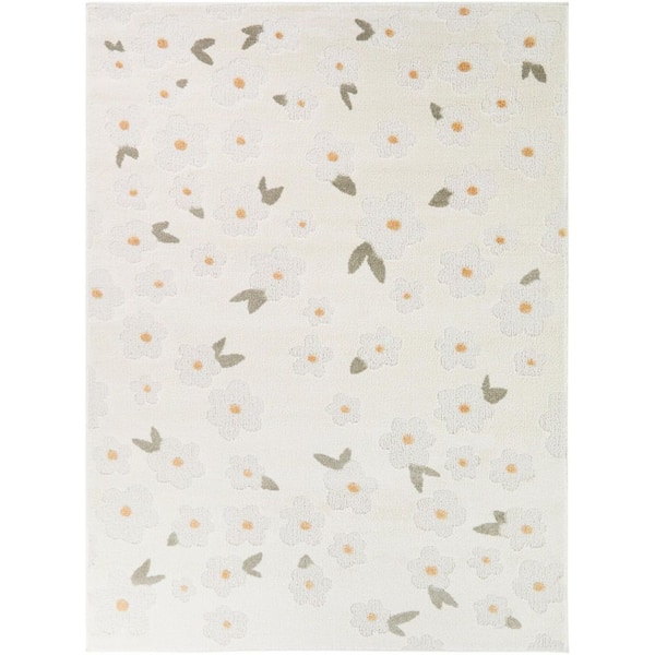 Rossetti Green 5 ft. x 7 ft. Youth Tossed Floral Area Rug