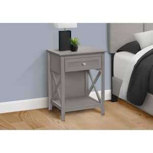 15.75 in. Antique Gray Veneer Rectangle Top MDF End Table with 2-Tier and Storage Drawer