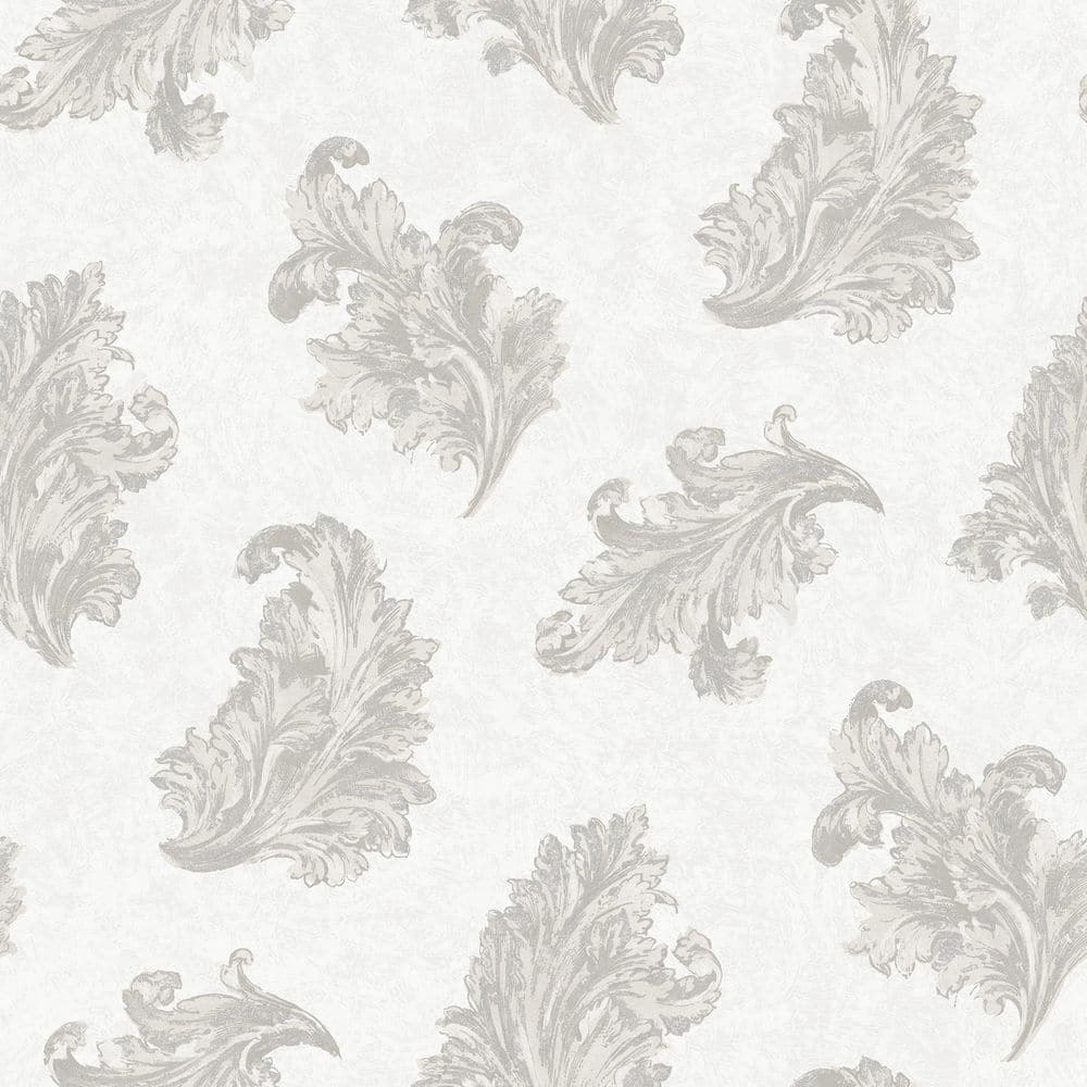 Palazzo 2 Collection Silver Shimmer Acanthus Vinyl on Non-Woven Non-Pasted 