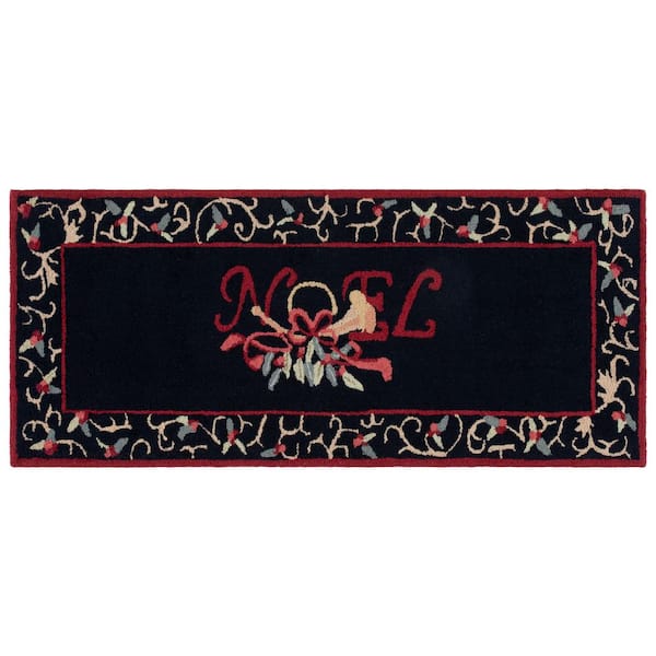 Chelsea 3 ft. x 6 ft. Black Border Holiday Runner Rug