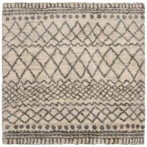 Caspian 8 ft. x 8 ft. Cream Square Moroccan Area Rug