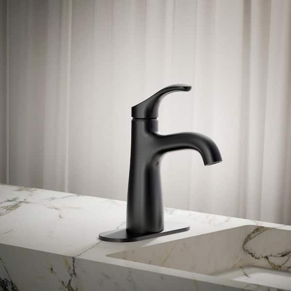 Single-Handle Single-Hole Bathroom Faucet in Matte Black