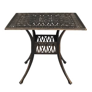 35.43 in. x 35.43 in. x 29.53 in. Bronze Square Aluminum Outdoor Coffee Table Dining Table