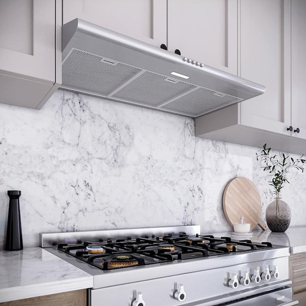36 in. Tigli Ductless Under Cabinet Range Hood in Brushed Stainless Steel with Mesh Filter,Push Button Control,LED Light