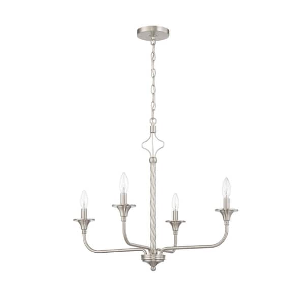 CRAFTMADE Jolenne 4-Light Brushed Polished Nickel Finish Transitional Chandelier for Kitchen/Dining/Foyer, No Bulbs Included