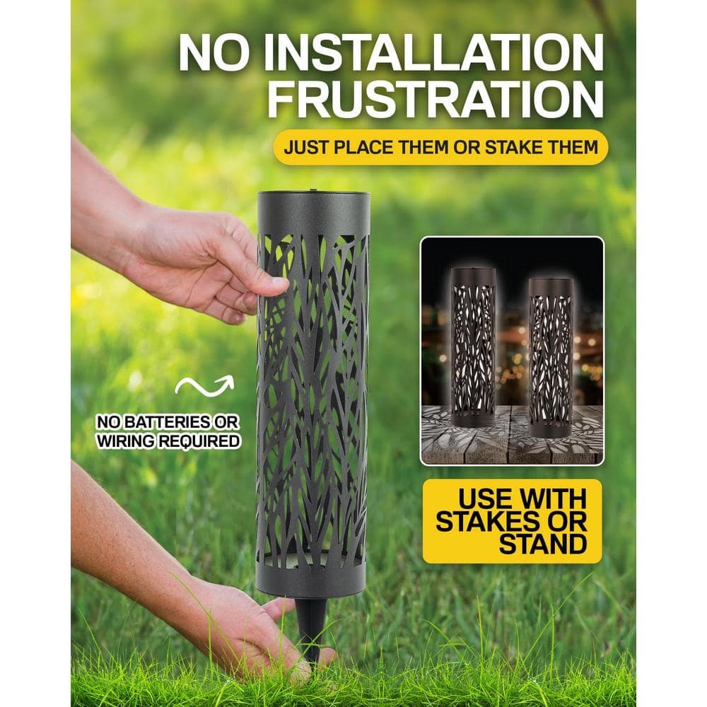 Black Matte Stainless Steel Solar LED Pathway Lights Multipack