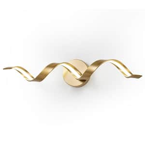 Miron 24 in. 1-Light Gold Modern LED Vanity Light 12-Watt 6000K Spiral Design Wall Light Fixture