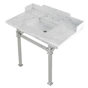 Facture Console Sink Set in Marble White Polished Nickel