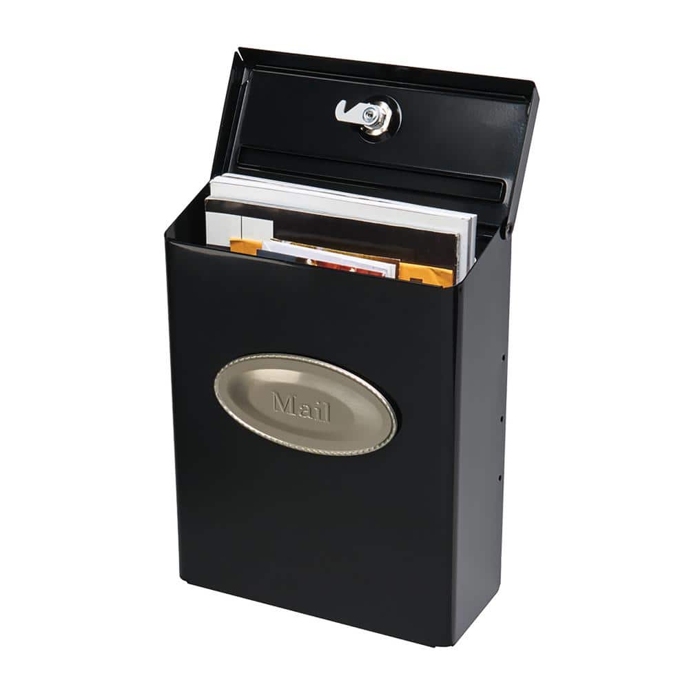 Medium Black Powder Coated Steel Lockable Wall Mount Mailbox