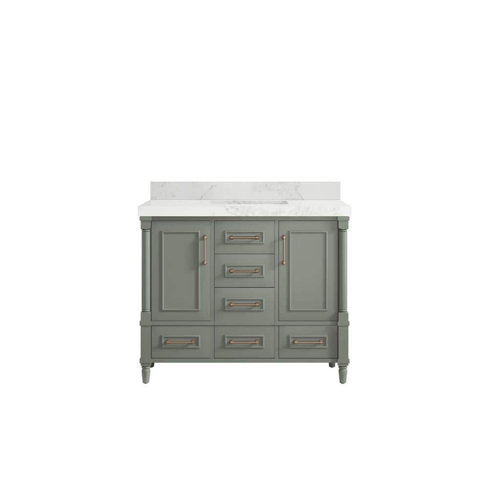 Hudson 42 in. W x 22 in. D x 36 in. H Single Sink Bath Vanity in Evergreen with 2 in. Calacatta Nuvo Quartz Top price history on PriceWatchPro