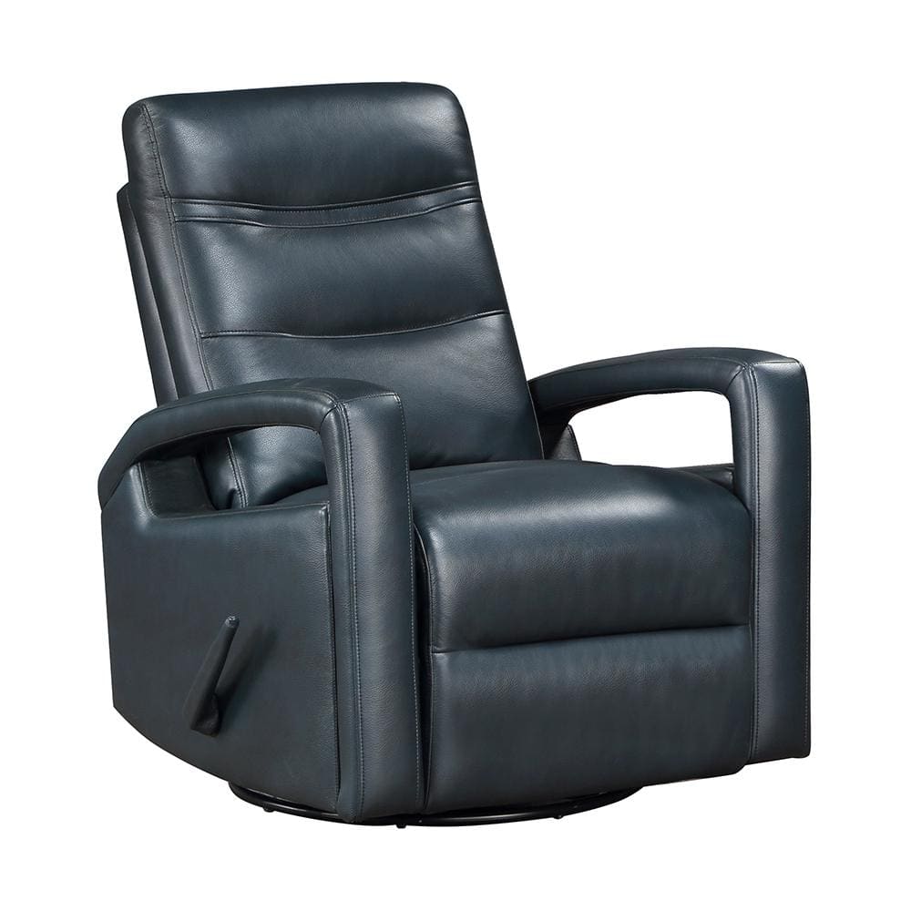 Centeroak Navy Blue Faux Leather Manual Swivel Glider Recliner